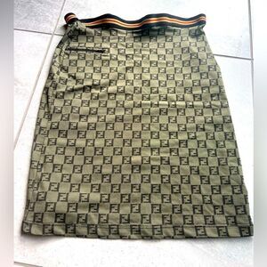 100% Authentic Vintage Fendi Zucca print Monogram logo skirt Size 40 Euro Small/
